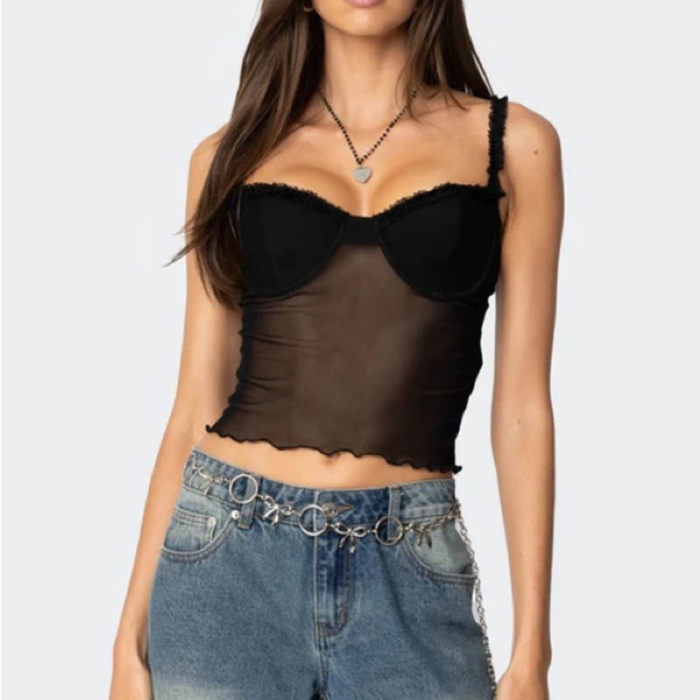 Edikted Black Fitted Crop Camisole